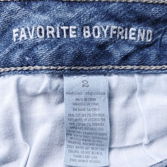 American Eagle Jeans Women 2 Blue Favorite Boyfriend Bootcut Distressed Grunge - Picture 11 of 12